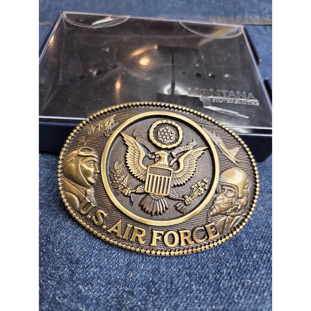 Montana Silversmiths U.S. Air Force Solid Brass Belt Buckle NWT in Box